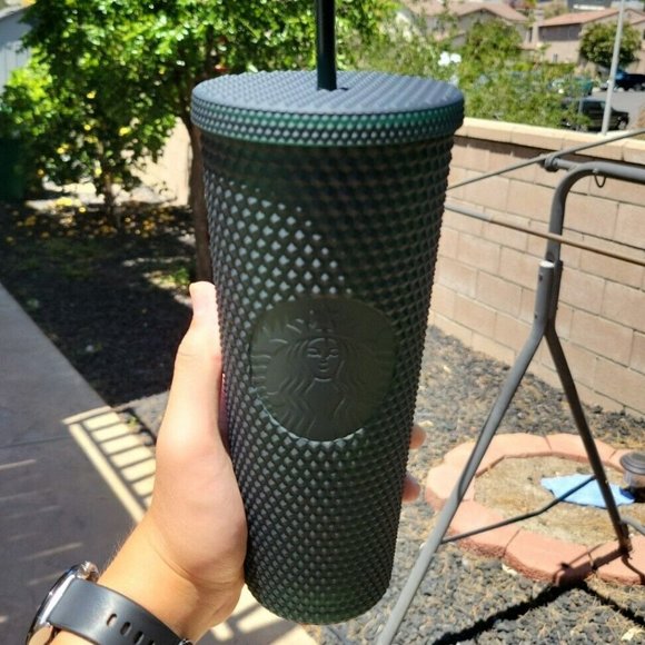Starbucks Other - Starbucks 2022 Jelly Tinted Bling Dark Green Studded Cold Cup Tumbler 24oz
